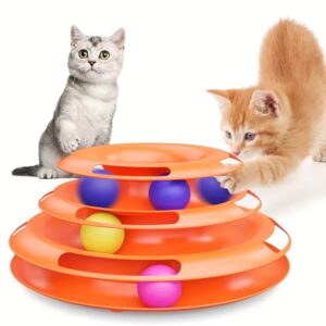 3-Layer Cat Tower Toy – Colorful Ball Puzzle Game